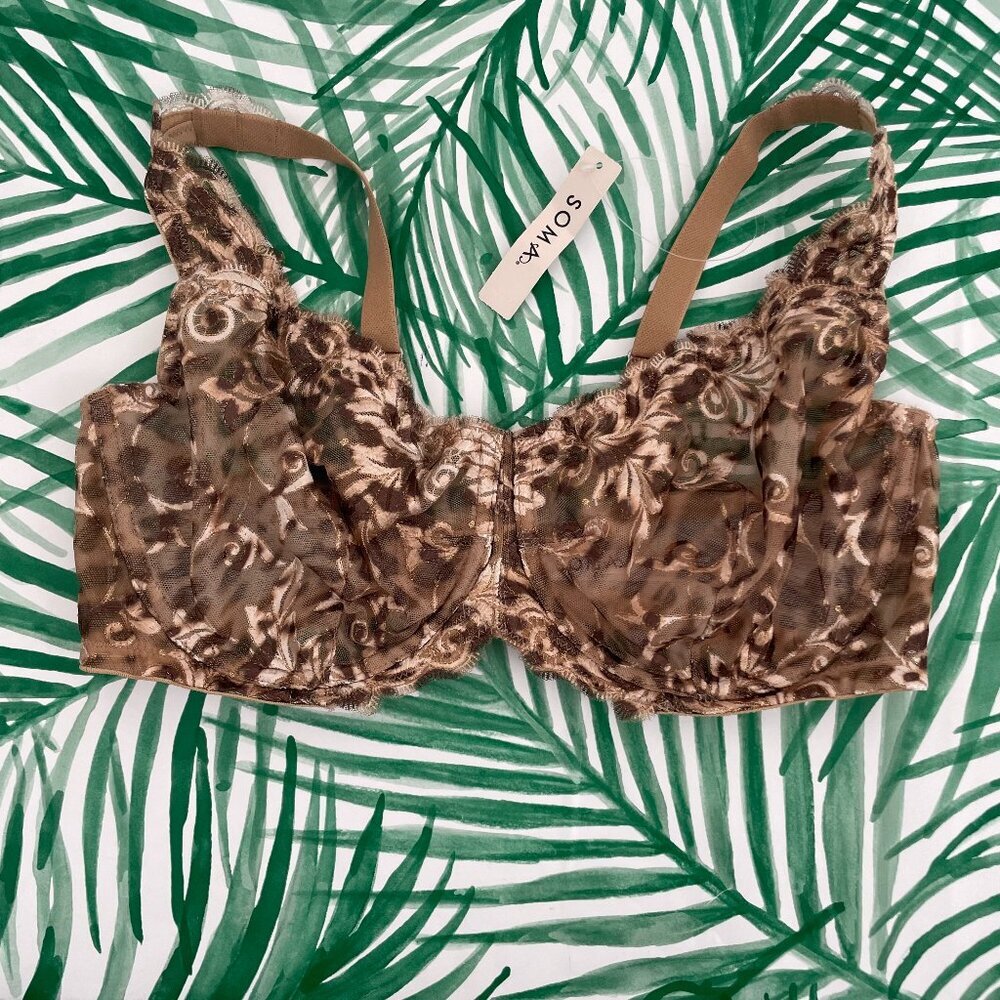 Soma Sensuous Lace Unlined Bra in Animal Aura Size 38D